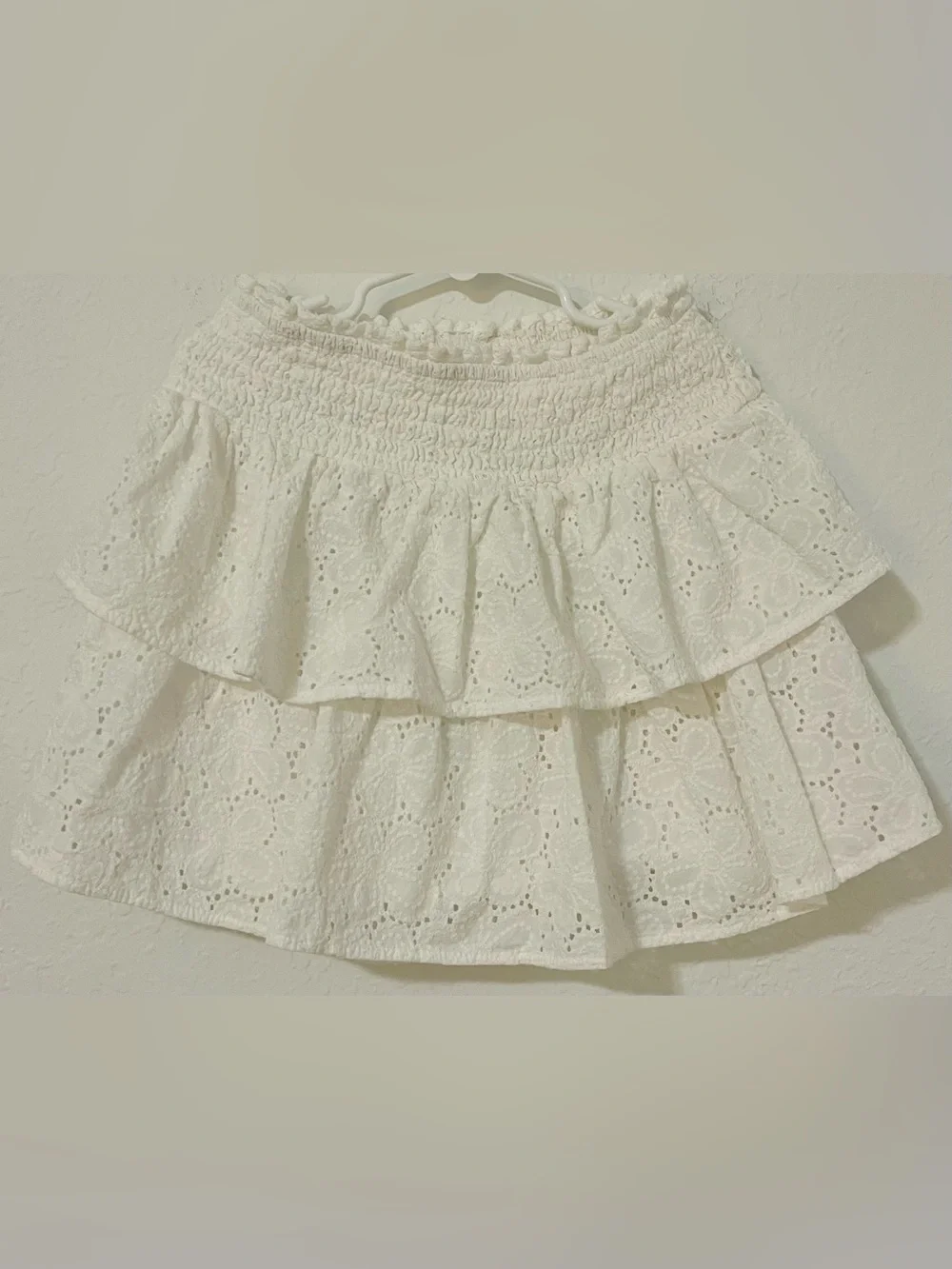 art class White Eyelet Tiered Smocked Waist Skirt